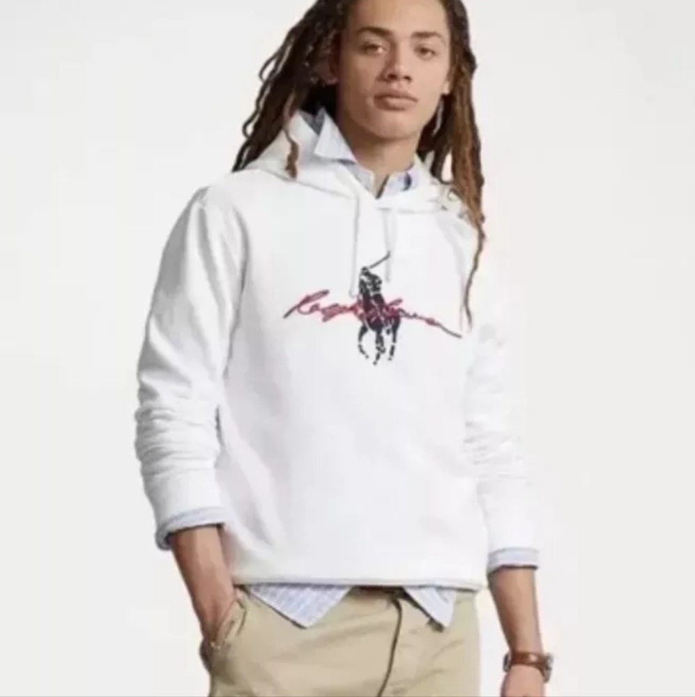 Polo Ralph Lauren Men's Big & Tall 3XLT Hoodie Pony Signature White Sweatshirt - Picture 2 of 6